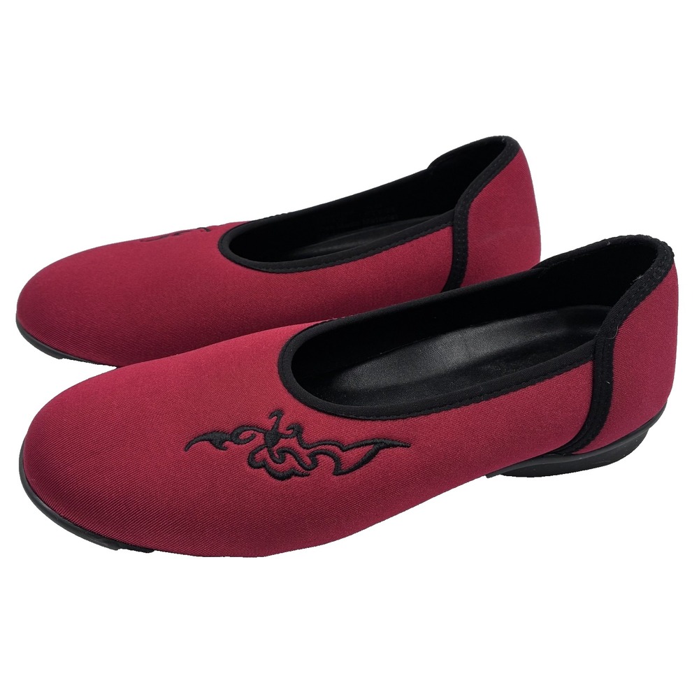 Barefoot Freedom Women's Julie Red Black Trim Sz 9M Textile 13222-5Z Stretch